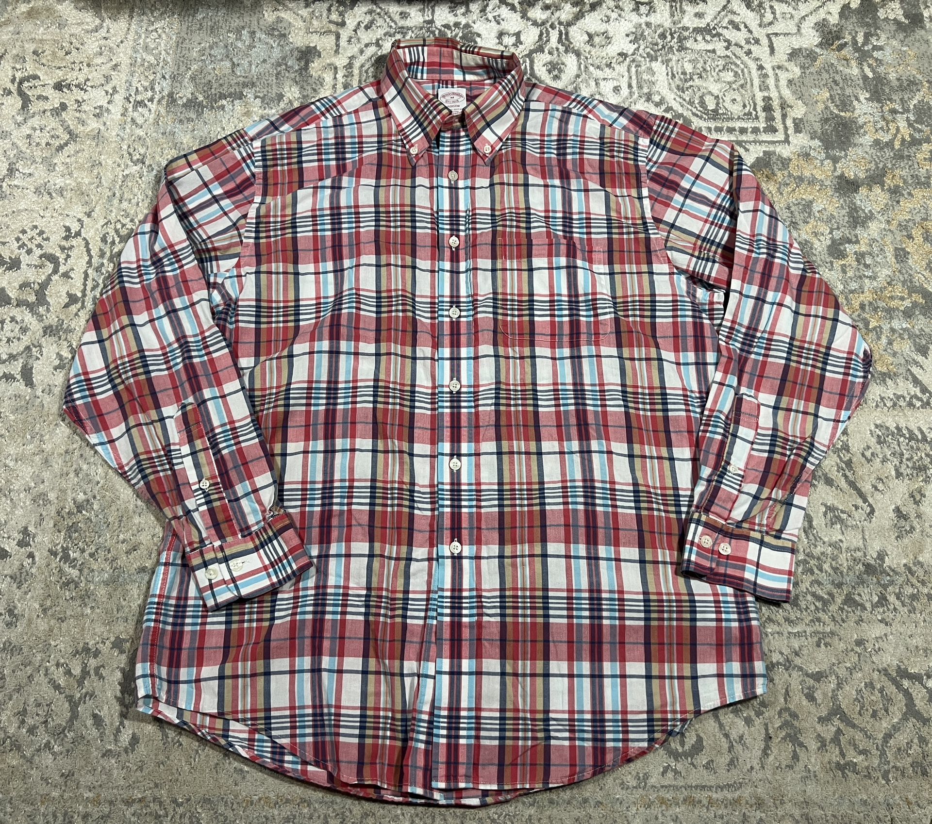 Brooks Brothers Madison Shirt Men's Size M Plaid Long Sleeve Button Up  
