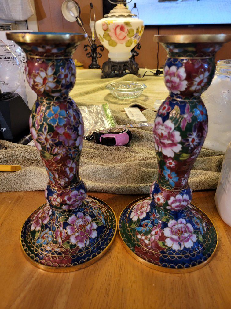 Cloisonne Candle Holders 