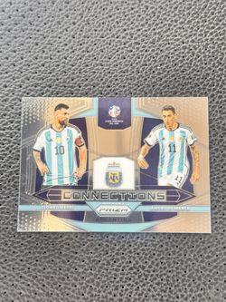 LIONEL MESSIA AND ANGEL De MARIA SPORTS TRADING CARD PANINI PRIZM #1 RAW SINGLE 2024 FIFA SOCCER 