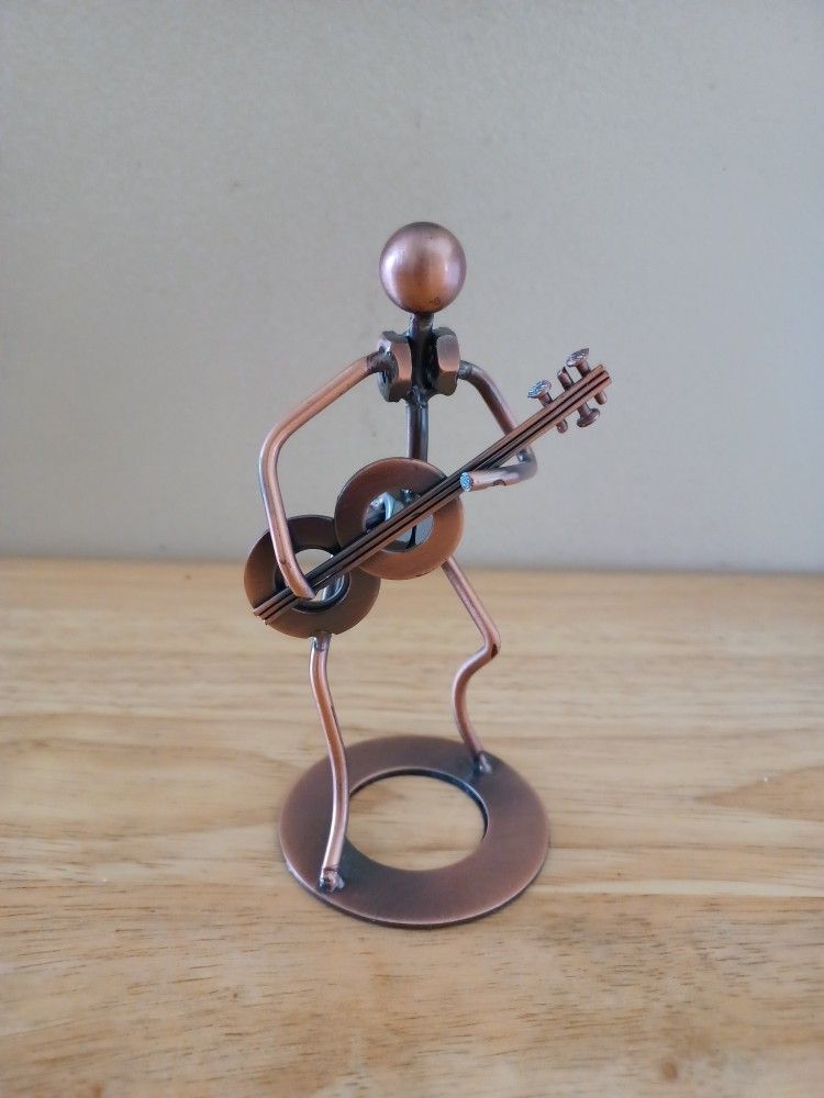 Vintage Metal Guitarist Sculture Decor