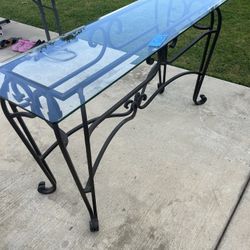 IRON GLASS SOFA TABLE