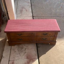 Antique Hardwood Bench With Storage