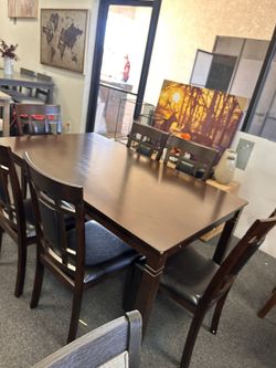 Brown Dining Set With 6 Chairs 
