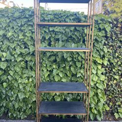 Black Five Tier Wooden Shelves Wooden Rack Organized Your Valuable Decorative Item