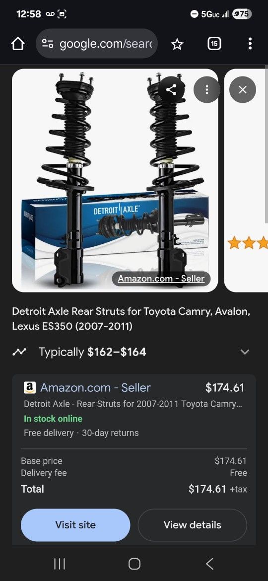 Rear Complete Strut Assembly 2007 Camry