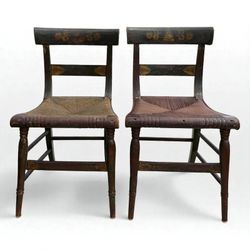 Pair of Antique Hitchcock-Style Rush Bottom Chairs
