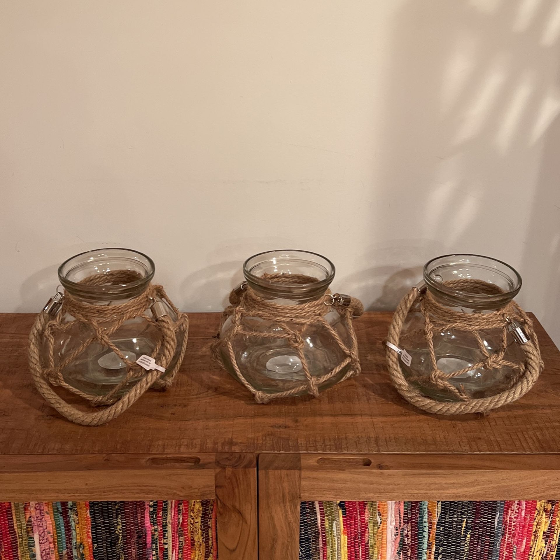 Clear Glass Rope Lanterns (Set Of 3) Pier 1 Imports