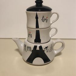 3pc Eiffel Tower Teapot Set