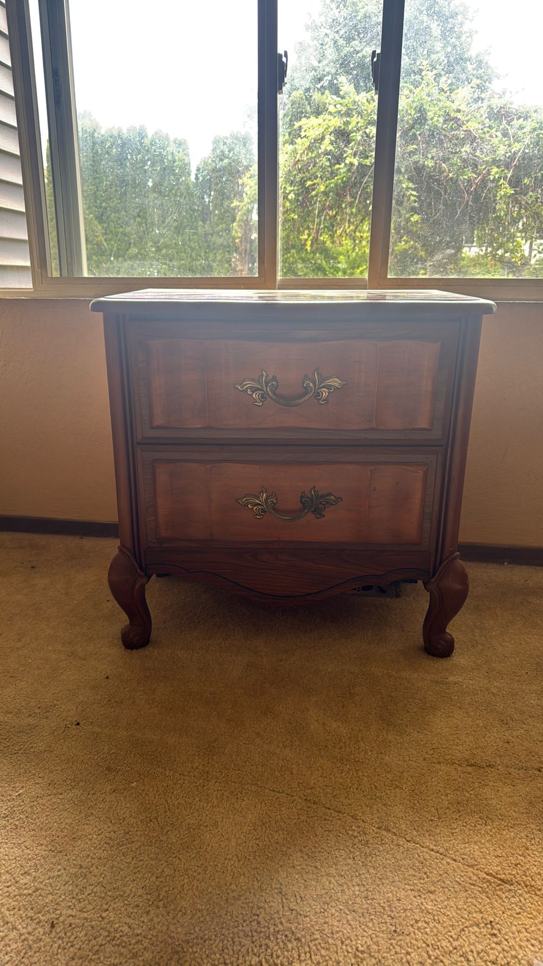 Side Table With Brass Handles