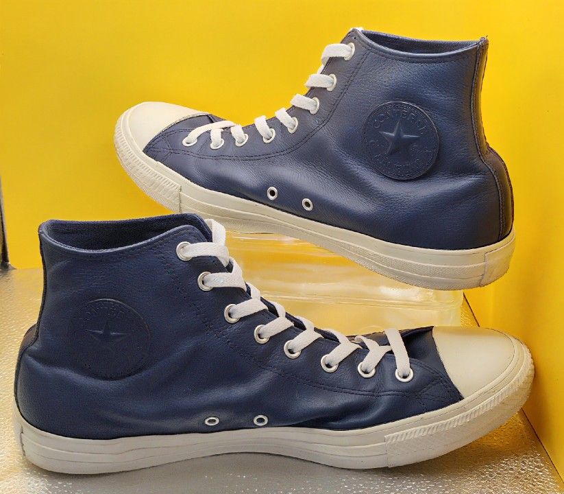 Converse Chuck Taylor Leather High-Top Sneakers M13/W15 Navy 163338C