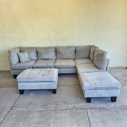 Gray Grey Sectional Sofa Couch 