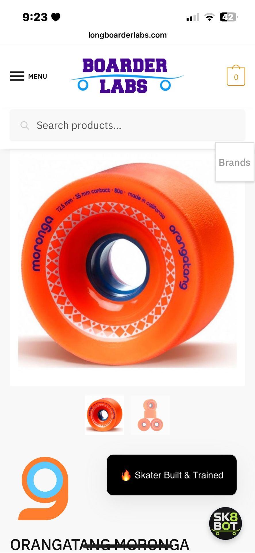 ORANGATANG MORONGA 72.5MM 80A ORANGE Longboard Wheels