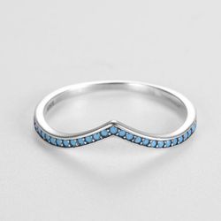 Turquoise Silver Band S925 Sz 6,7,8