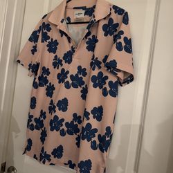 Goodfellow & Co Pink and Blue Patterned Shirt size m