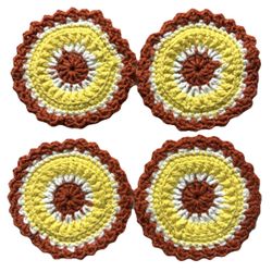 Crochet Handmade Coasters trivet MUG RUG-FALL AUTUM set of 4-yellow ORANGE-doily