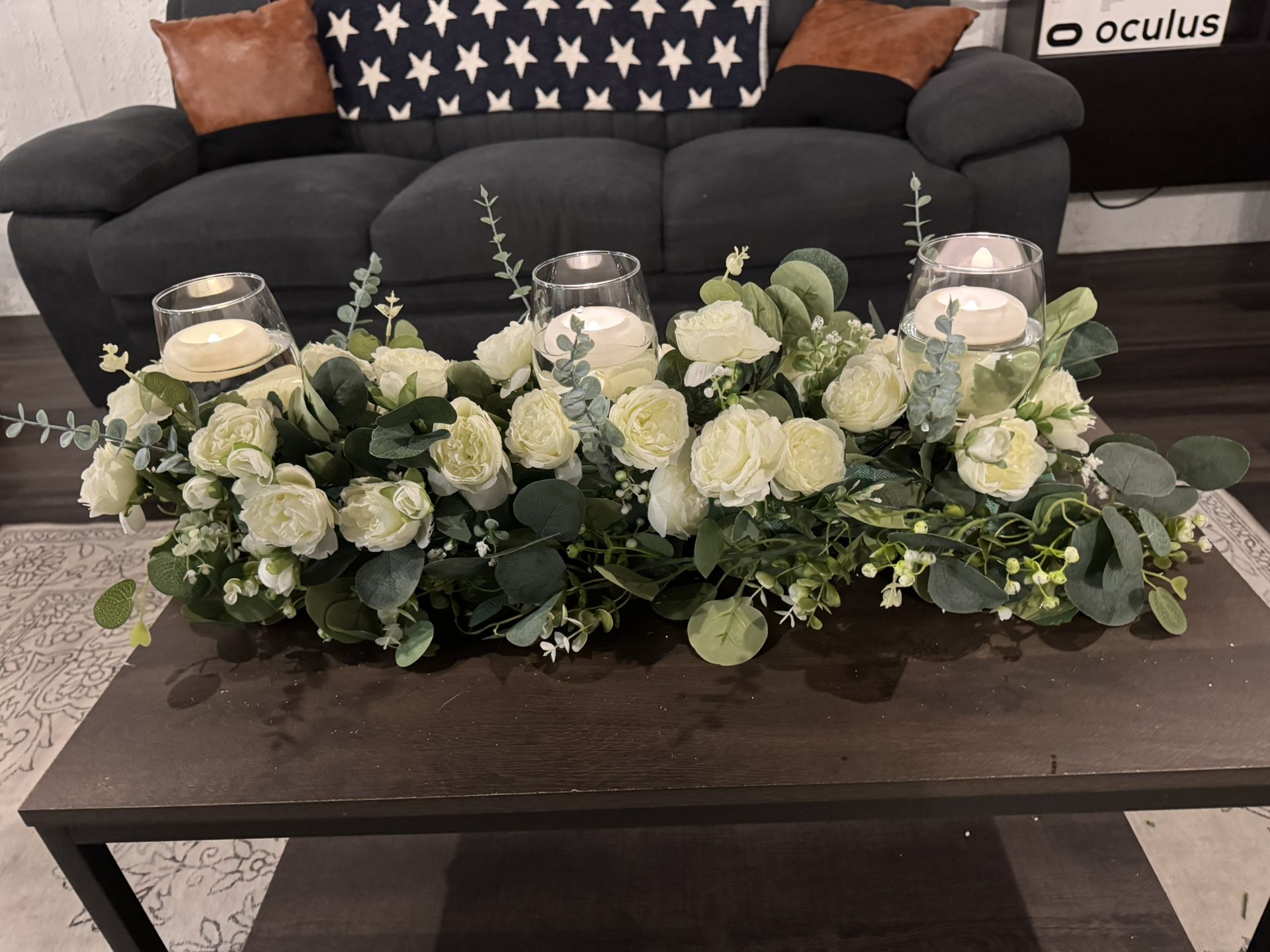 Center Pieces, Table Decor Glass Vase, Candle Included