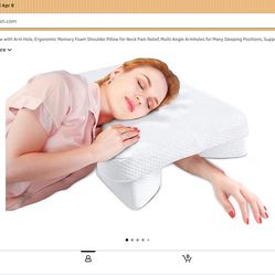 SAHEYER Side Sleeper Pillow with Arm Hole, Memory Foam Pillow for Neck and Shoulder Pain Relief, Multi-Angle Armholes Pillow for Many Sleeping Positio