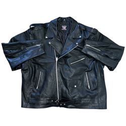 Allstate Leather Mens Buffalo Motorcycle Leather Jacket Black Size 68