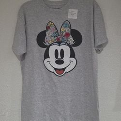 Disney. Minnie Mouse Floral Bow T-Shirt. Women's Size Med. NEW