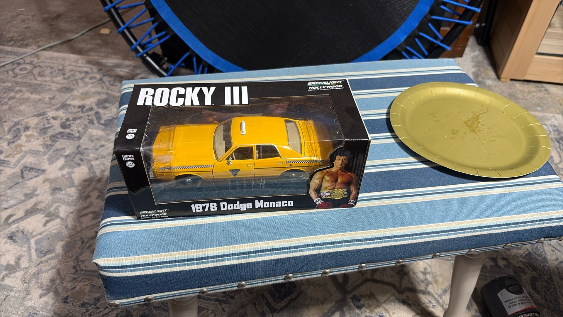 Greenlight 1978 Dodge Monaco Taxi City Cab Co. Yellow Rocky III (1982) Movie 1/24 Diecast Model
