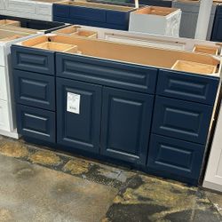 Navy Blue Bathroom Vanities 60" - 6 Drawers Left & Right