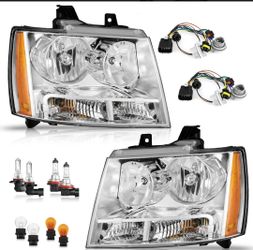 New Pair Headlights 2007-2014 Chevy Tahoe Suburban Avalanche  Mikas Calaveras Delanteras