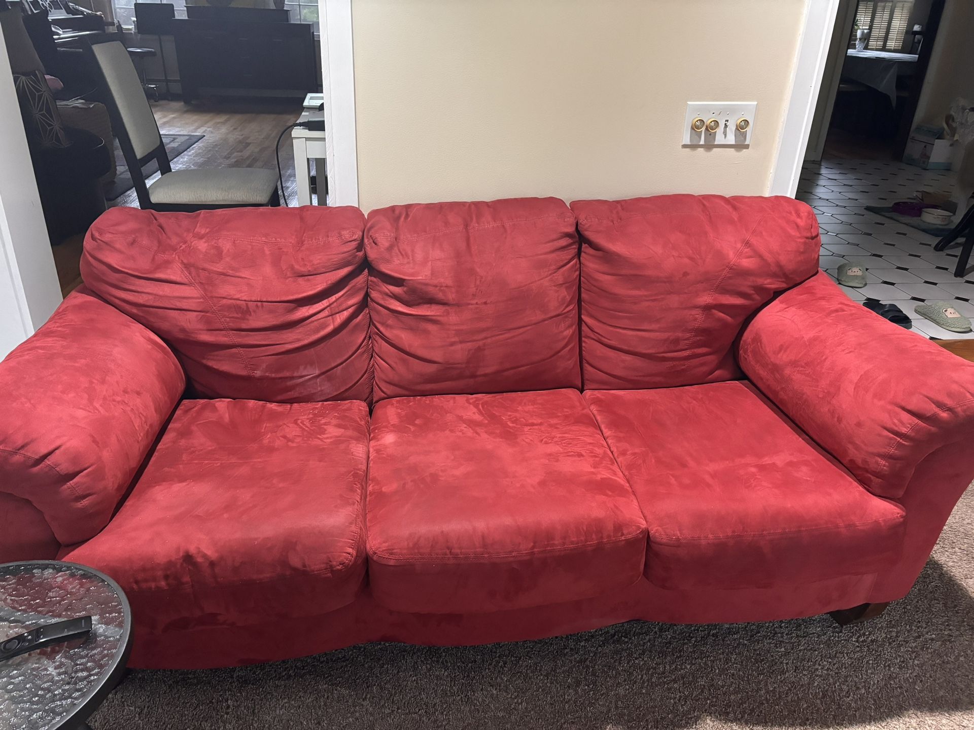 Red Fabric Sofa Couch $40