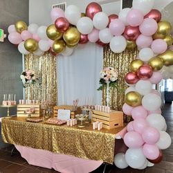 Balloon And Curtain Back Drop  Quince Sweet Sixteen