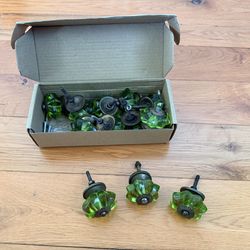 World Market Green Glass Drawer Knobs (Set of 12)