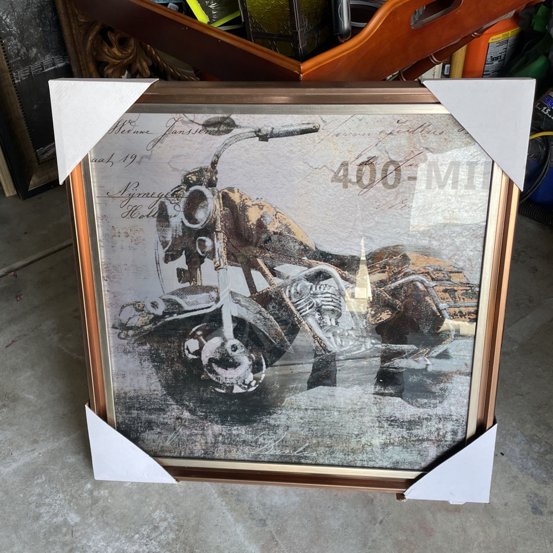 Brand New Motorcycle Picture With Bronze Frame