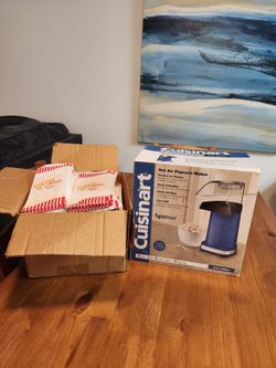 NEW IN BOX Cuisinart Blue Hot Air Popcorn Maker & About 1,000  Popcorn Bags $25 Total (SE San Diego)