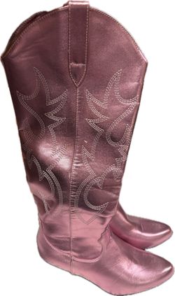 LADIES LIKE NEW SIZE 7 PINK METALLIC HIGH WESTERN FUN COWBOY BOOTS
