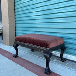 Antique English Georgian Hand Carved Claw & Ball Feet Footstool •FREE DELIVERY•
