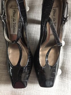 Patent leather t strap pumps