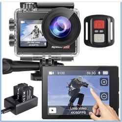 Action Camera 4K 60FPS with Touch Screen 20MP Waterproof Camera Underwater 131FT with EIS for Snorkeling Helmet Bike 170° Wide Angle Remote WiFi 5XZoo