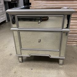 Mirrored 2 Drawer Nightstand