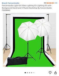 Fancierstudio Light Kit Video Lighting Kit Lighting Kit with Background Stand and 3 Muslin Backdrop By Fancierstudio