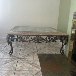 Antique Stone Glass Coffee Table