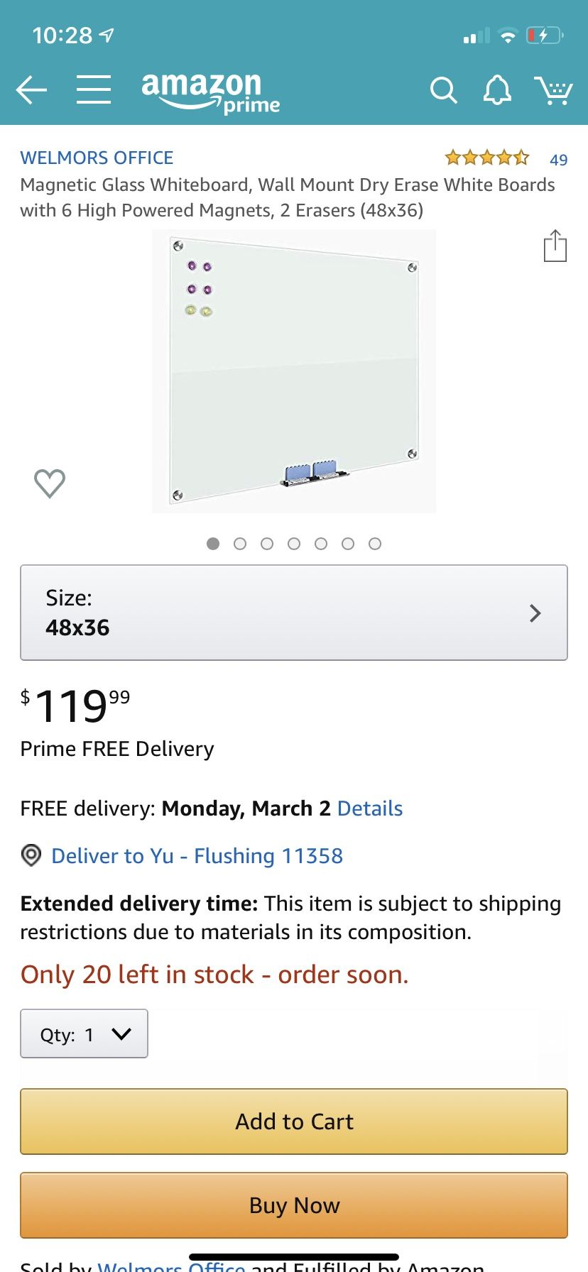 Magnetic glass whiteboard