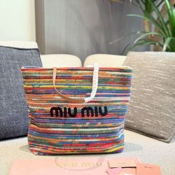 MiuMiu woven large bag summer versatile