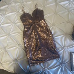 Sequin Rose Gold Cocktail Dress Brand New 