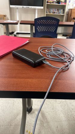 Black Portable Power Bank with Charging Cable