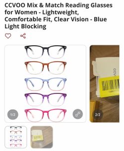 CCVOO Women's Blue Light Blocking Reading Glasses 5-Pack