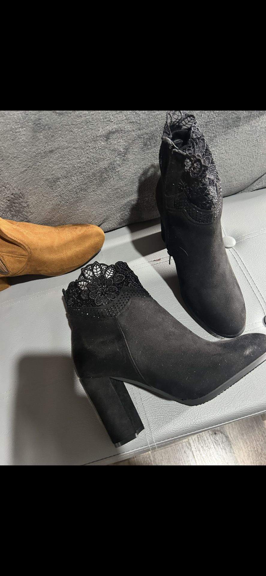 Black Lace Booties Size 9