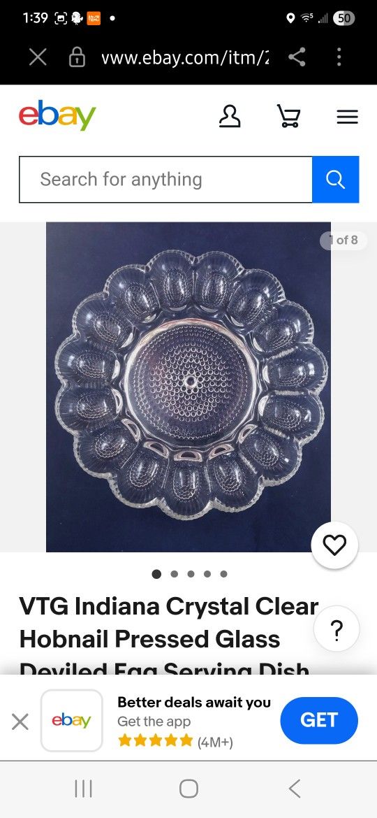 VTG 10" Indiana Crystal Clear Hobnail Pressed Glass Deviled Egg Serving Dish Plate