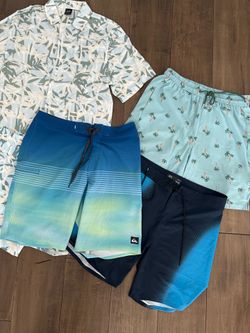 Lot of 5 piece quicksilver Oakley swim suits trunks board shorts Sz 32