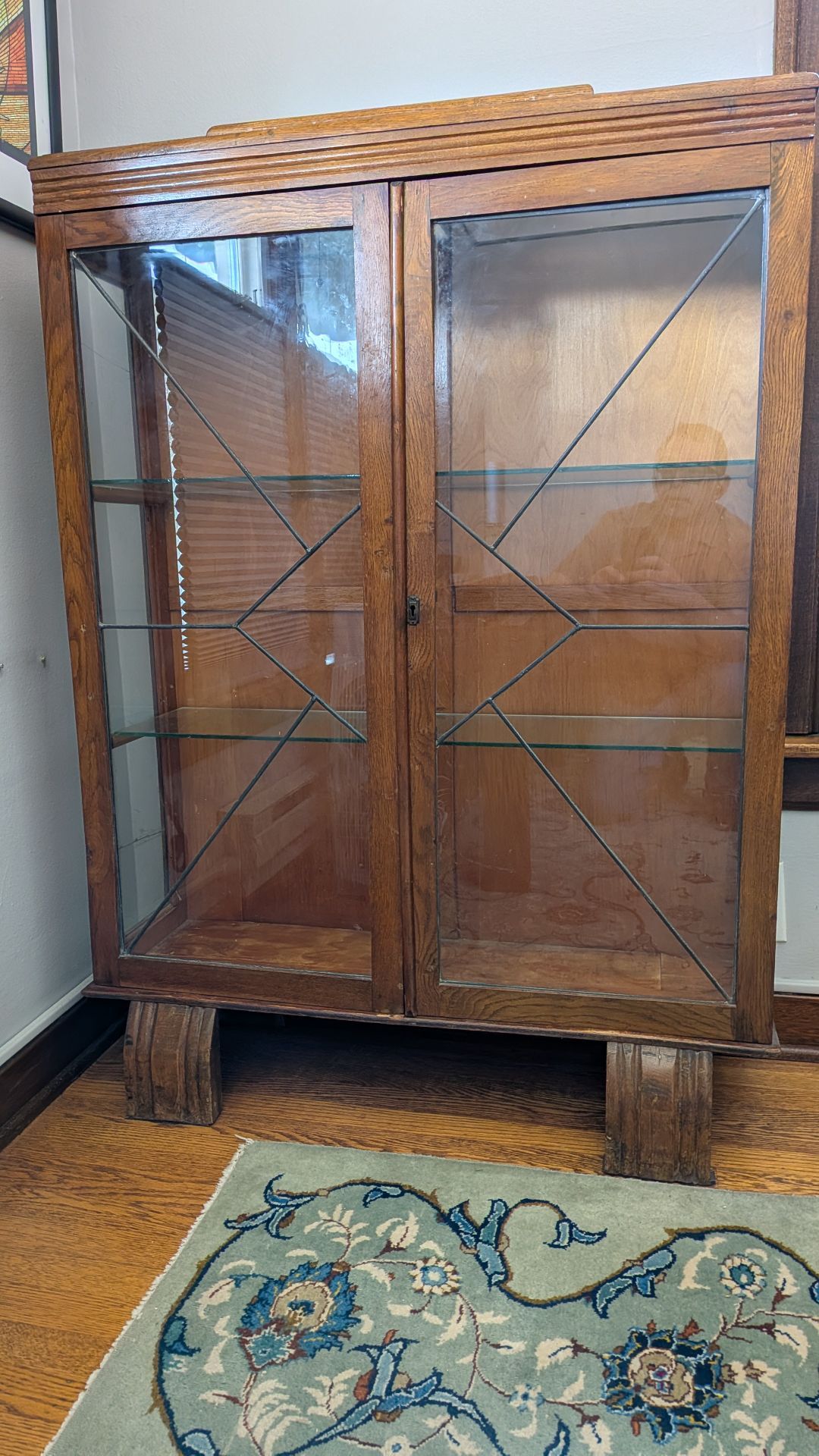 1980s Wood Display Cabinet w/ Glass Doors