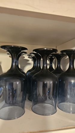 Set Of 18 Blue Wine Glasses