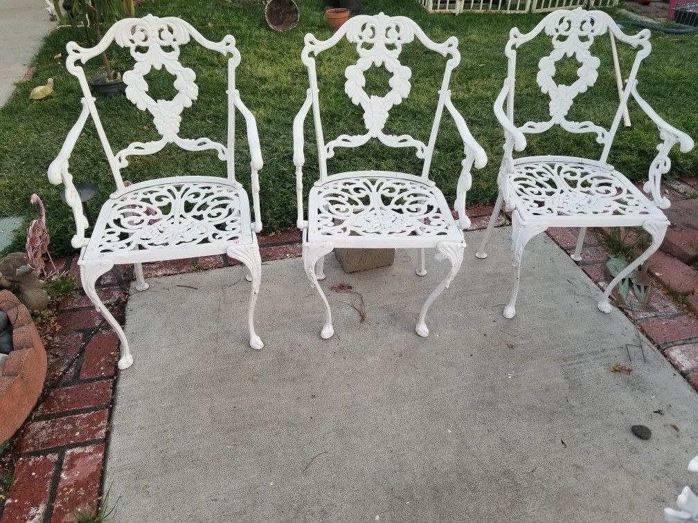 Set of 3 Metal Heavy White Chairs *FIRST COME, FIRST SERVE*