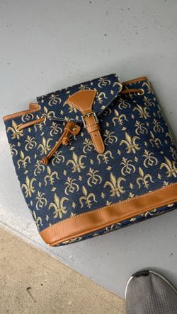 Signare Tapestry Fleur de Lis Pattern Drawstring Backpack